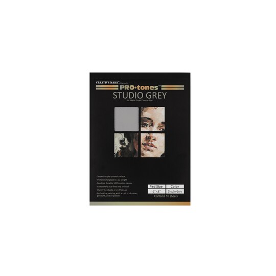 Creative Mark; Pro-Tones All-Media Toned Canvas Pads, Studio Grey - 12 Pack of 12"x16"; Category:Canvas Pads & Paper; Image:1